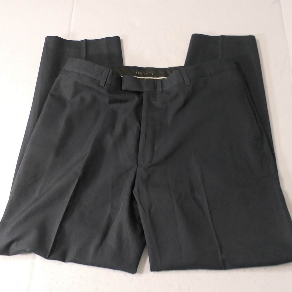 Perry Ellis Mens Portfolio Dress Pants 38x32 Navy Blue‎ Minimalist Dark Academia